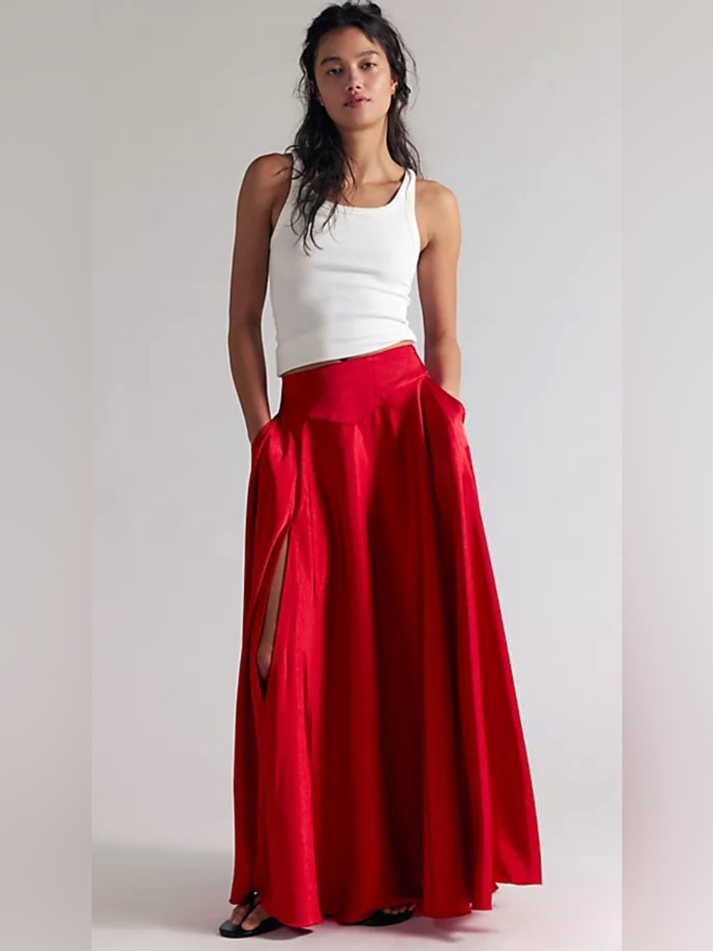 Free People Chilco Salsa Maxi Skirt with High Side Slit Women’s Size 4
